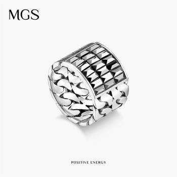 MGS/曼古銀S925純銀戒指小眾設計時尚氣質簡約食指女個性法式指環