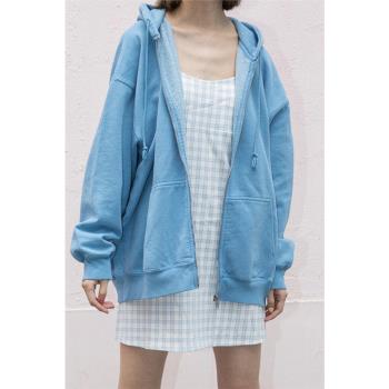 尾貨加絨歐陽娜娜寬松連帽衛衣