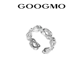 GOOGMO花樣年華系列個性簡約戒指冷淡風小眾個性開口可調節銀指環