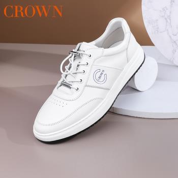CROWN男士秋季軟底緩震休閑皮鞋