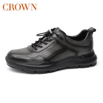 CROWN夏季沖孔軟底運動休閑鞋
