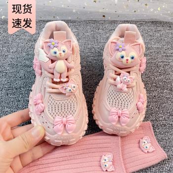 女童運動鞋2025春秋新款輕便跑步軟底網面透氣兒童幼兒園春季鞋子