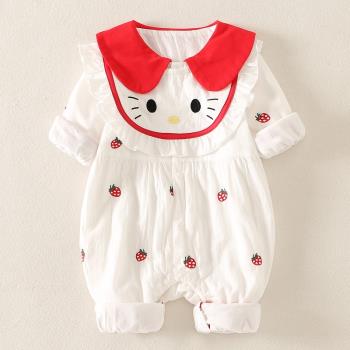 新生嬰兒兒衣服秋季3-6個月女寶寶春秋外出連體衣9超洋氣公主爬服