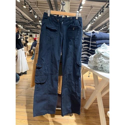 BrandyGirl楊冪同款bm工裝褲女多口袋闊腿褲收腰直筒褲休閑運動褲