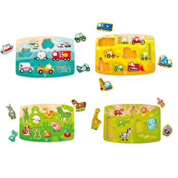 Hape 動物大抓手拼圖兒童木制木質寶寶益智早教玩具1-2-3歲手抓板