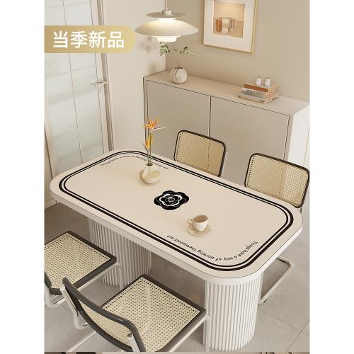 奶油風餐桌墊防水防油耐臟桌布可擦免洗皮革茶幾桌面墊子防燙隔熱