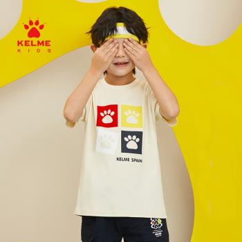 KELME KIDS卡爾美童裝男童純棉t恤2023夏季新款兒童上衣寬松百搭