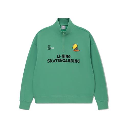 李寧正品春季新款滑板系列男子運動休閑舒適套頭無帽衛衣AWDS175