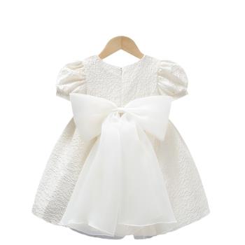 女童白色公主裙禮服小女孩寶寶一週歲生日兒童連衣裙夏裝小公主