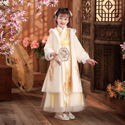 女童中國風古裝超仙過年服加厚漢服拜年服兒童古風唐裝新年裝冬裝