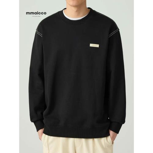 墨麥客 重磅空氣層 圓領衛衣男士秋季新款輯明線復古上衣男55420