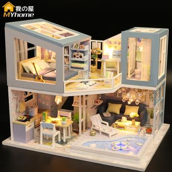 diy小屋初見別墅閣樓手工製作房子模型拼裝玩具送創意生日禮物女