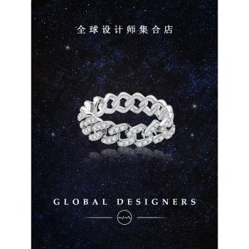 一撇一捺女925純銀閃鉆ins戒指