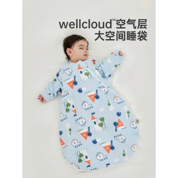 威爾貝魯睡袋嬰兒春秋純棉新生兒睡袋兒童寶寶秋季防踢被四季通用