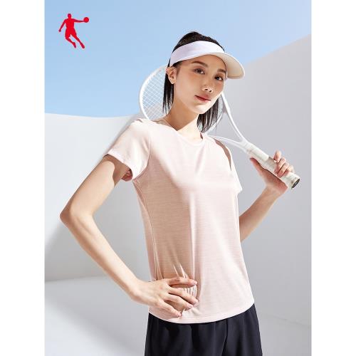 中國喬丹短袖T恤女2025夏季新款女士輕薄透氣速干運動健身短t衣服