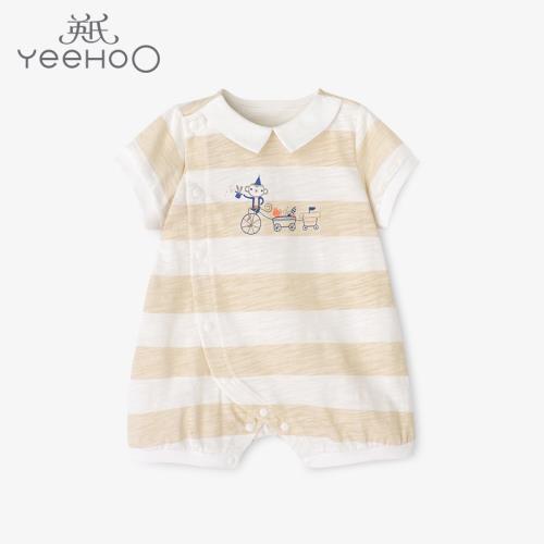 英氏3折清倉新生嬰兒連體衣男女寶寶夏季短袖哈衣爬服10390739