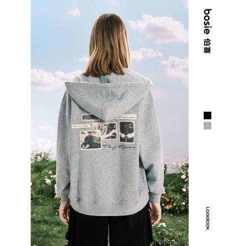 商場同款bosie春季印花開襟衛衣