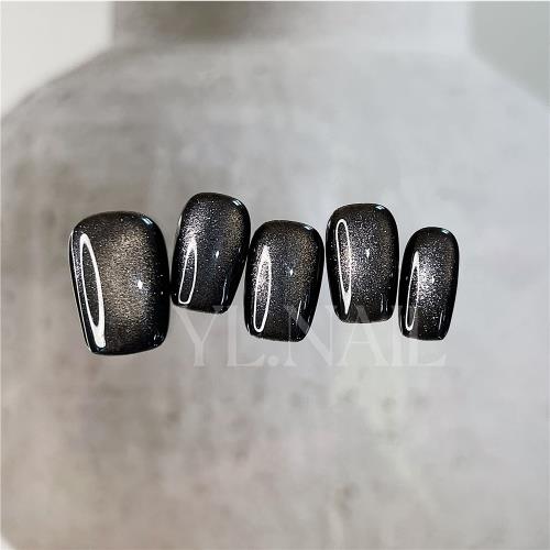 【YL.NAIL緬因】純手工甲片小紅書ins小眾黑色暗黑酷颯貓眼穿戴甲