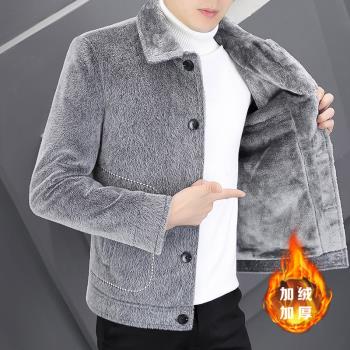 秋冬季小碼XS金貂絨呢子風衣男裝加厚短款毛呢青年S刺繡外套上衣
