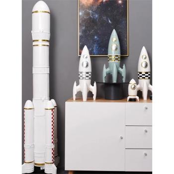 創意火箭落地擺件超大宇航員太空人模型商場酒吧樣板房裝飾品擺設