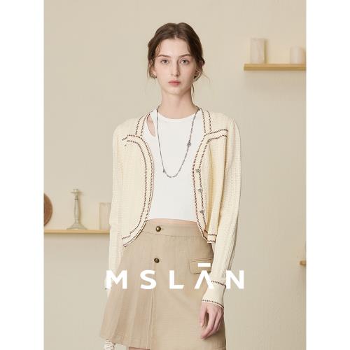 MSLAN米白復古新式方領針織外套