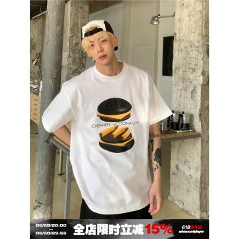 潮牌漢堡ins韓版創意印花短袖T恤