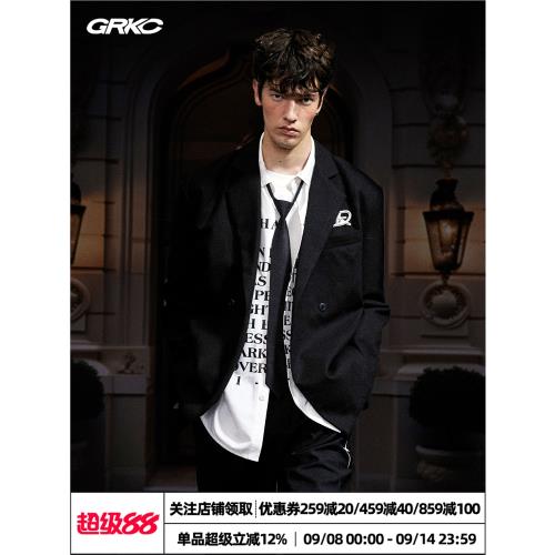 GRKC吉爾卡克 未來玩家西裝外套設計感上衣黑色休閑寬松西服潮牌