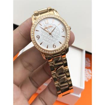 FOLLI FOLLIE芙麗不銹鋼簡約輕奢時尚玫瑰金鑲鉆石英錶防水女表