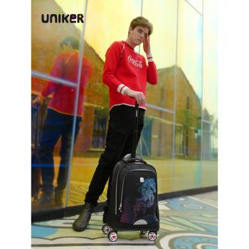 uniker拉桿書包男中學生雙肩書包女旅行揹包萬向輪大容量手提箱