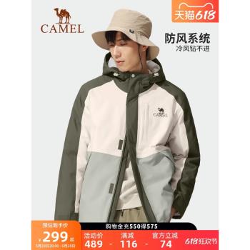 [滑雪]駱駝夾棉沖鋒衣男女情侶款外套2023秋季新款棉服防水登山服