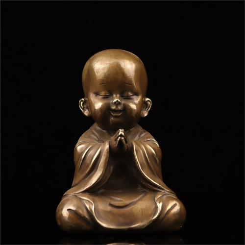 人物仿古小和尚擺件茶桌裝飾銅器