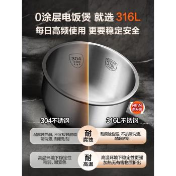 蘇泊爾電飯煲家用無塗層0電飯鍋3-4人不銹鋼內膽壓力鍋5官方旗艦