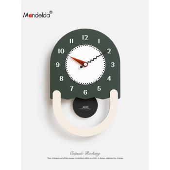 mandelda免打孔時鐘表掛鐘客廳家用時尚現代簡約大氣網紅個性創意