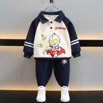 秋款套裝洋氣polo衫奧特曼衣服