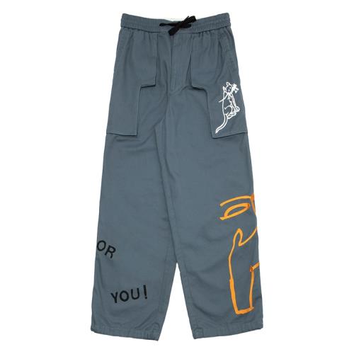 Logo多口袋印花休閑長褲