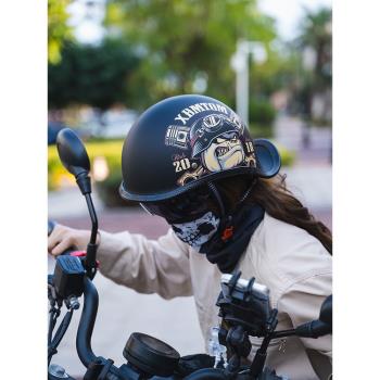 摩托車頭盔復古巡航機車半盔男女春秋踏板騎行電動車冬季安全瓢盔