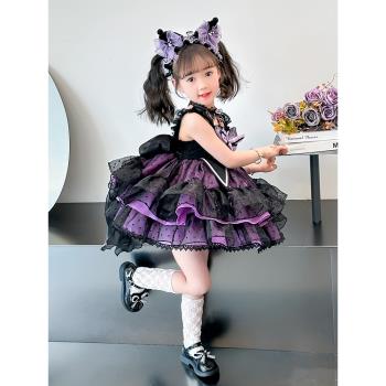 女童夏季連衣裙兒童吊帶洛麗塔公主裙女孩生日衣服套裝庫洛米裙子