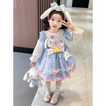 玉桂狗裙子女童2024新款兒童洛麗塔公主裙女孩春秋連衣裙套裝衣服