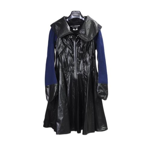 Junya Watanabe/渡邊彌醇 12AD女士黑藍拼接廓形大翻領風衣 XS碼