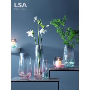 lsa花瓶進口手工漸變玻璃簡約透明客廳歐式大號鮮花插花擺件