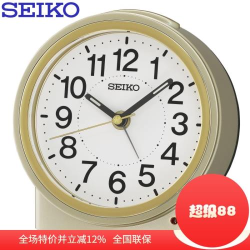 SEIKO日本精工鬧鐘靜音貪睡自動夜燈臥室時尚創意鬧表QHE199G