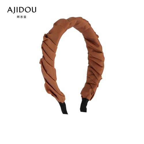 AJIDOU阿吉豆發箍女百褶自然褶皺織物顯發量休閑專柜同款頭箍發飾