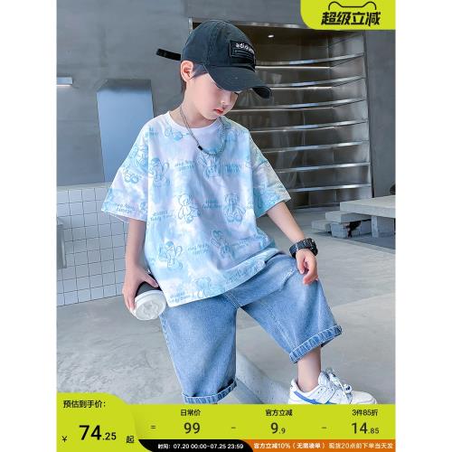 男童夏裝套裝2025新款兒童炸街酷帥衣服男孩夏季卡通短袖兩件套潮