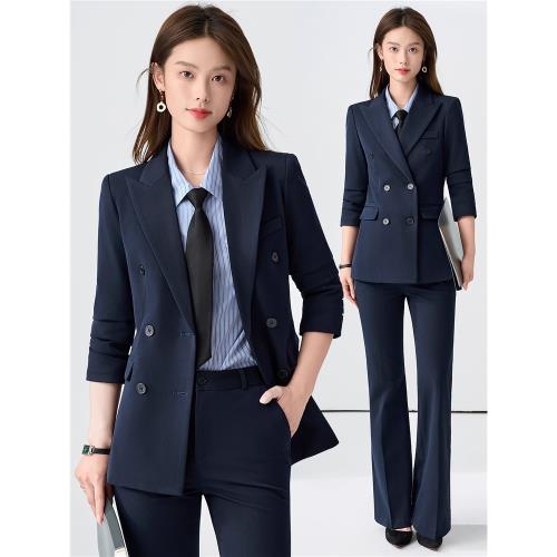 藏青色西裝套裝女秋冬2025新款職業氣質女神范高端西服外套工作服