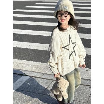 66公主女童毛衣春秋兒童秋裝2025新款洋氣麼好針織衫時髦百搭上衣