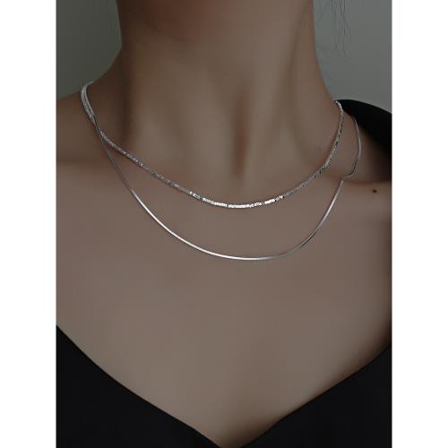 純銀素鏈項鏈可穿吊墜蛇骨鏈細款精致碎銀子女鎖骨鏈女款2024新款