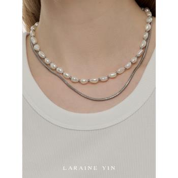 LARAINE YIN原創設計天然異形珍珠項鏈輕奢頸鏈愛心吊墜ins