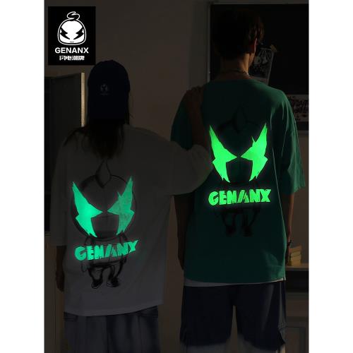 GENANX閃電潮牌多色純棉多彩t恤夏季新款涂鴉寬松短袖男女同款