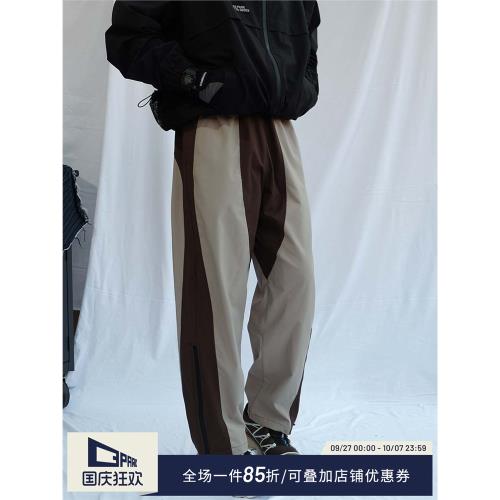 O3PARK夏季新款復古運動解構拼接拉鏈直筒褲速干clean fit休閑褲