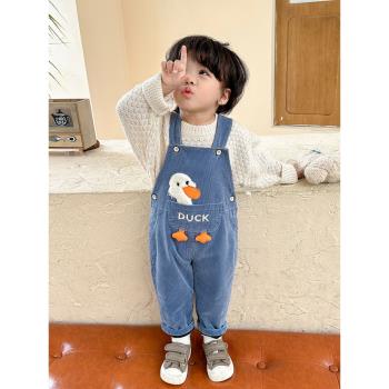 秋冬加厚一歲燈芯絨嬰幼兒背帶褲